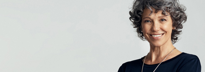 Pain-Free Smiling Elder Lady Curly Hair